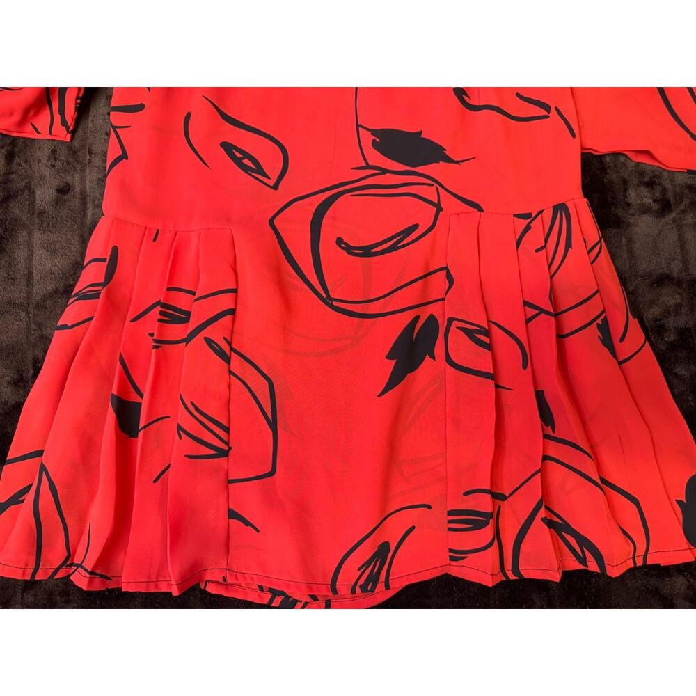 80s Vintage Secretary Boss Lady Red Dress Size S Pre-Owned - Picture 6 of 13